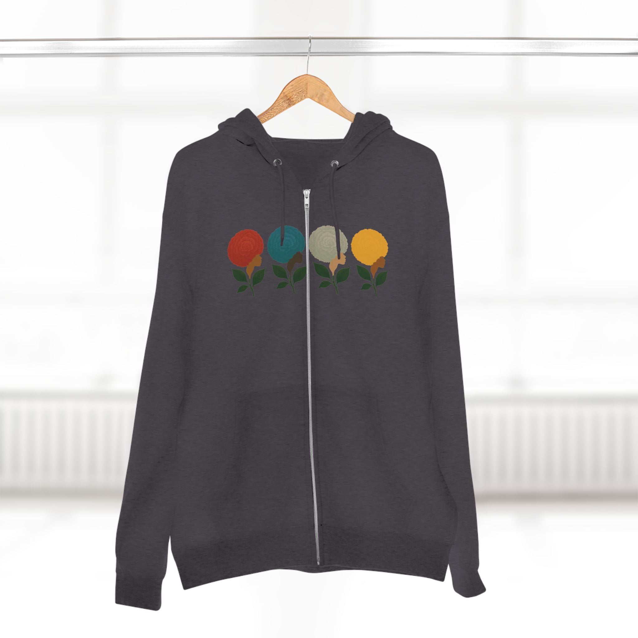 Afro Flowers Unisex Zip Hoodie