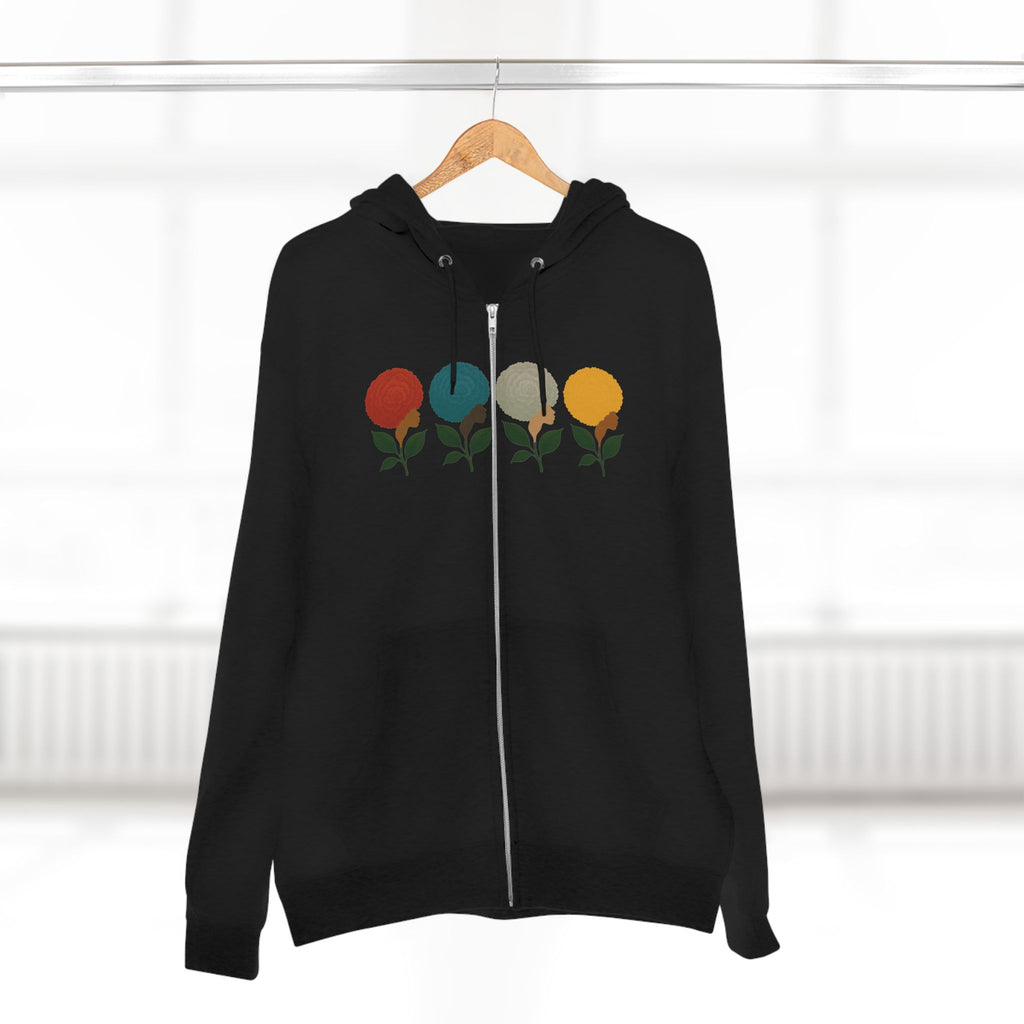 Afro Flowers Unisex Zip Hoodie