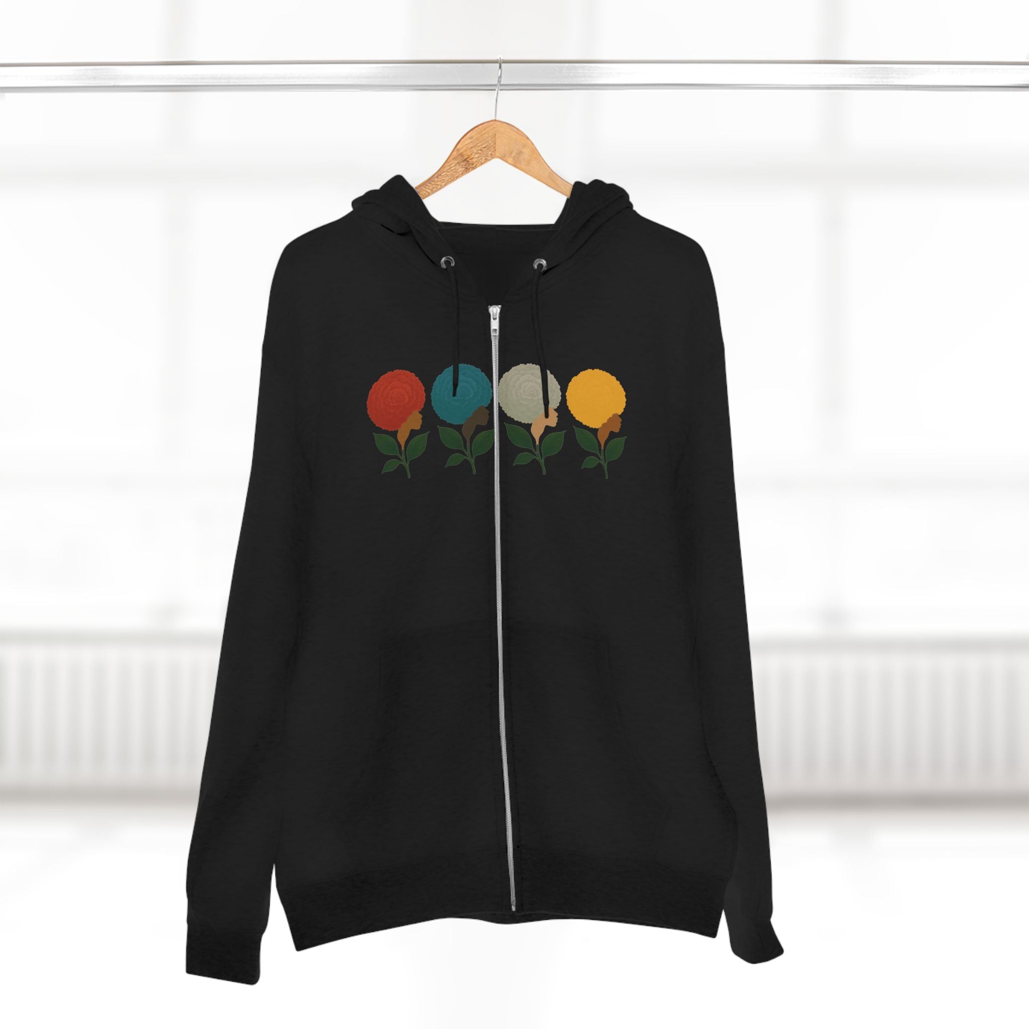 Afro Flowers Unisex Zip Hoodie