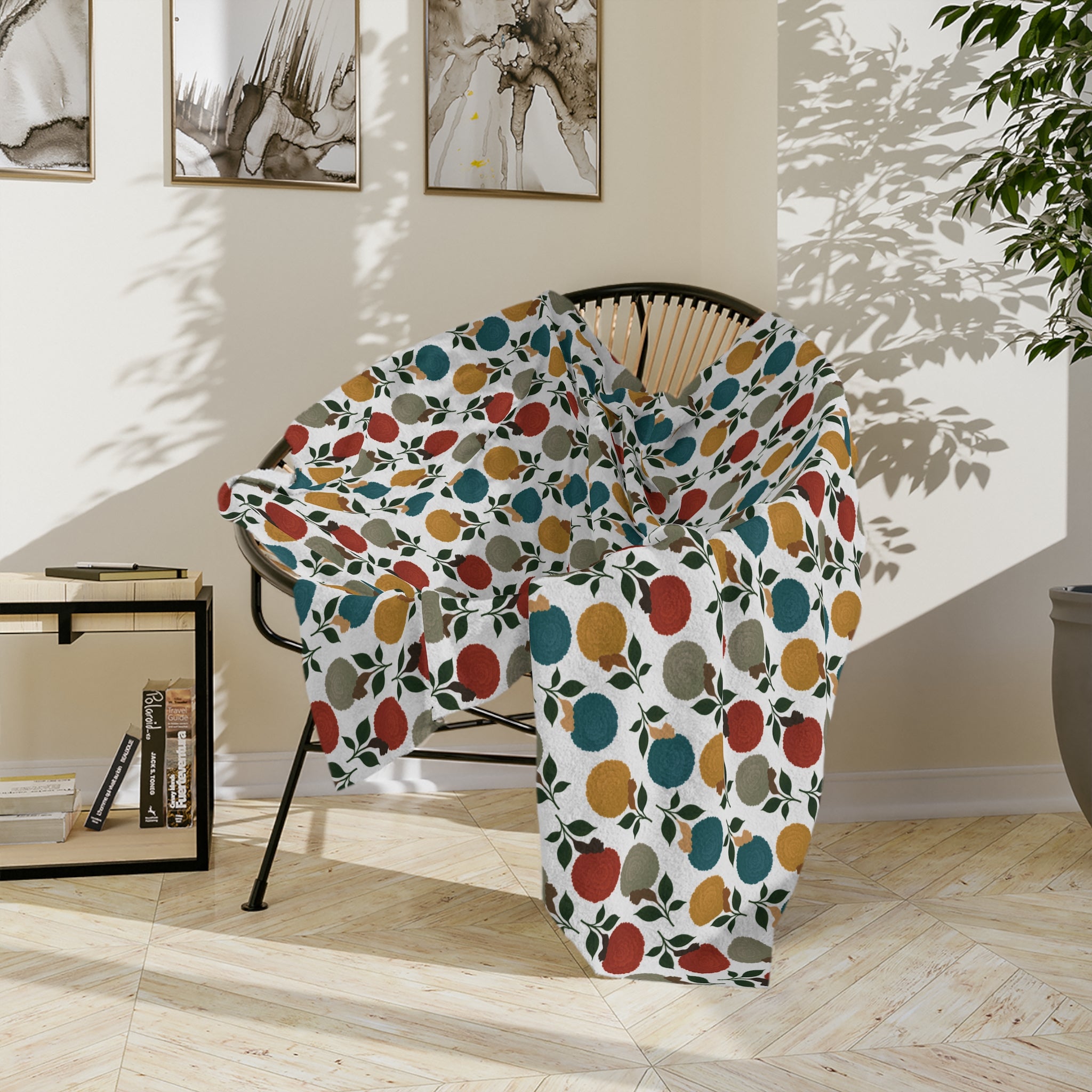 Afro Flower Velveteen Microfiber Blanket