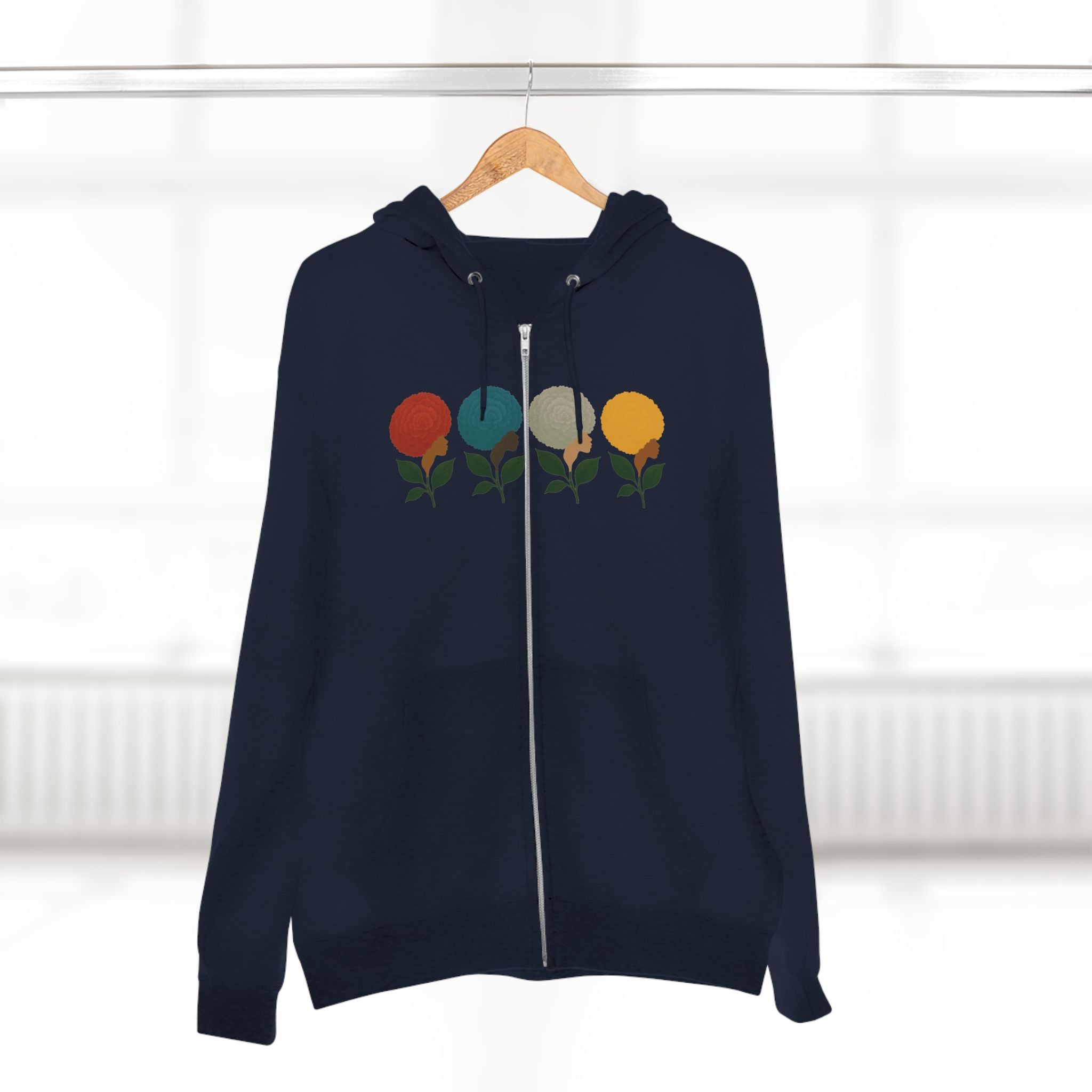 Afro Flowers Unisex Zip Hoodie
