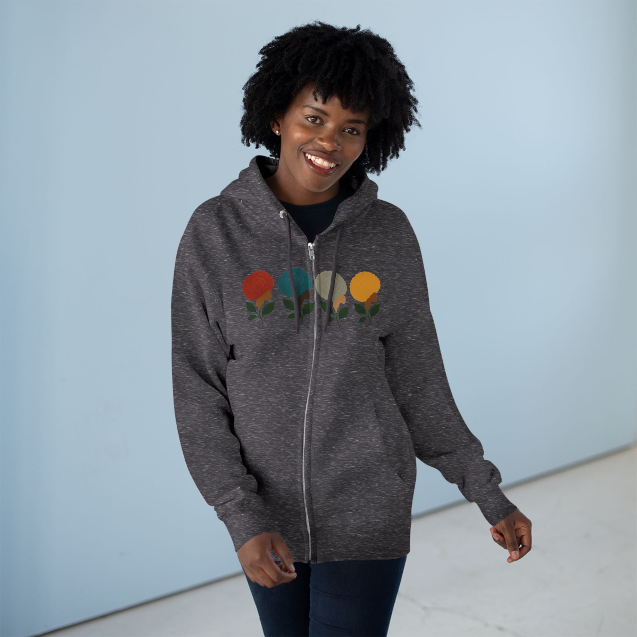 Afro Flowers Unisex Zip Hoodie