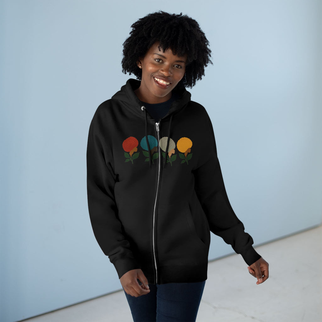 Afro Flowers Unisex Zip Hoodie