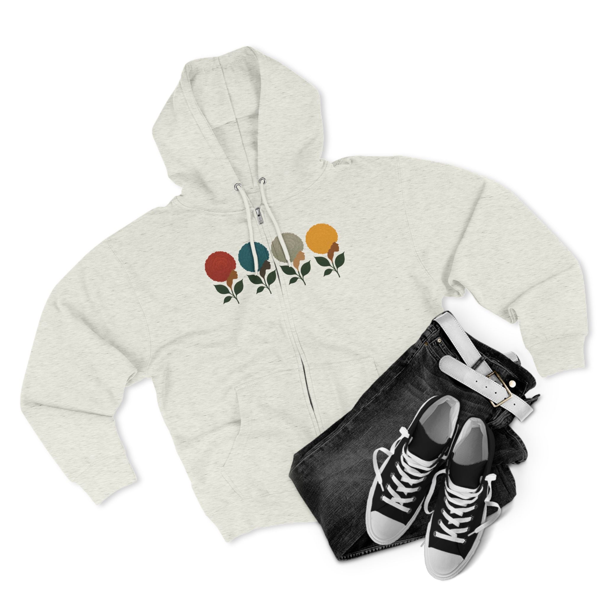 Afro Flowers Unisex Zip Hoodie