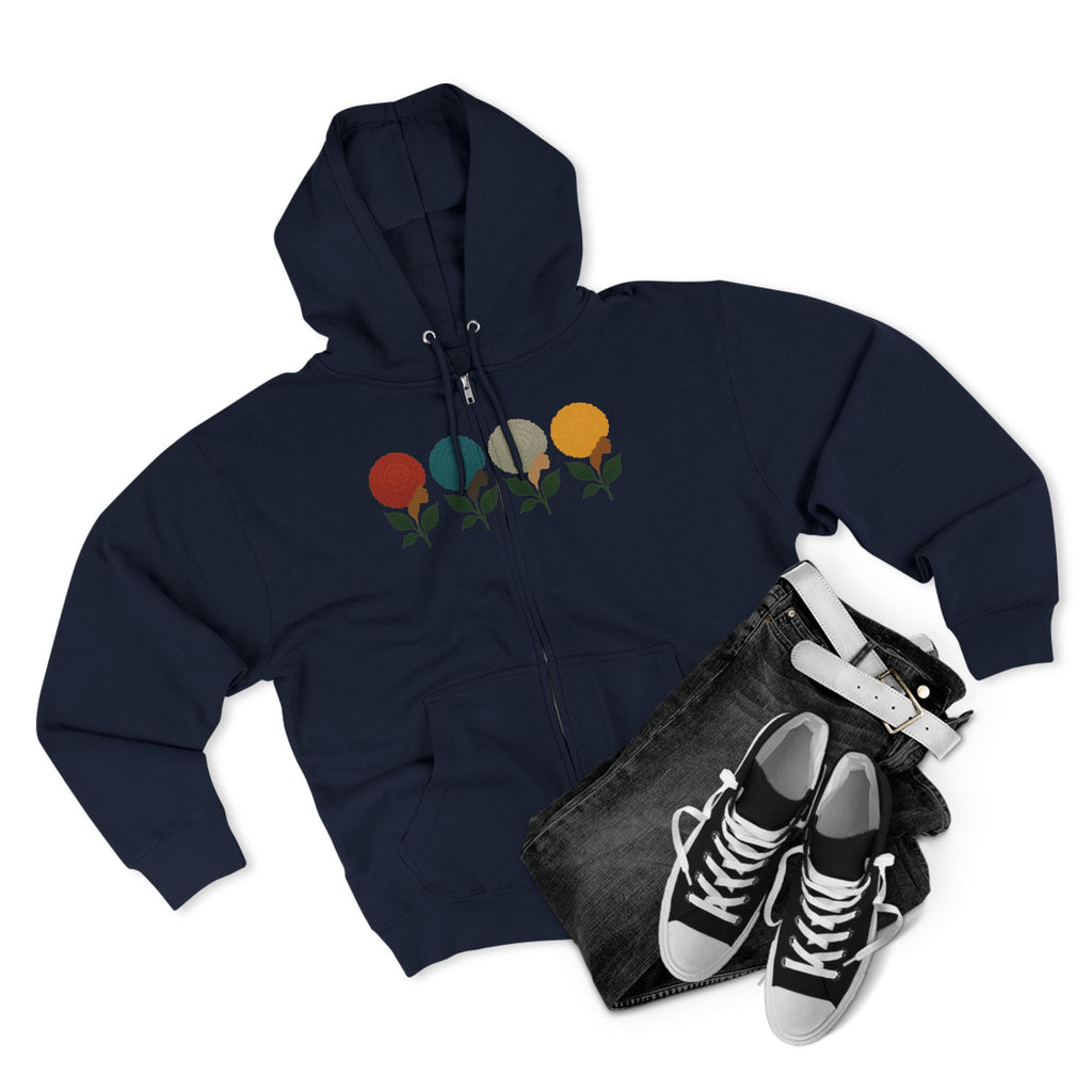 Afro Flowers Unisex Zip Hoodie