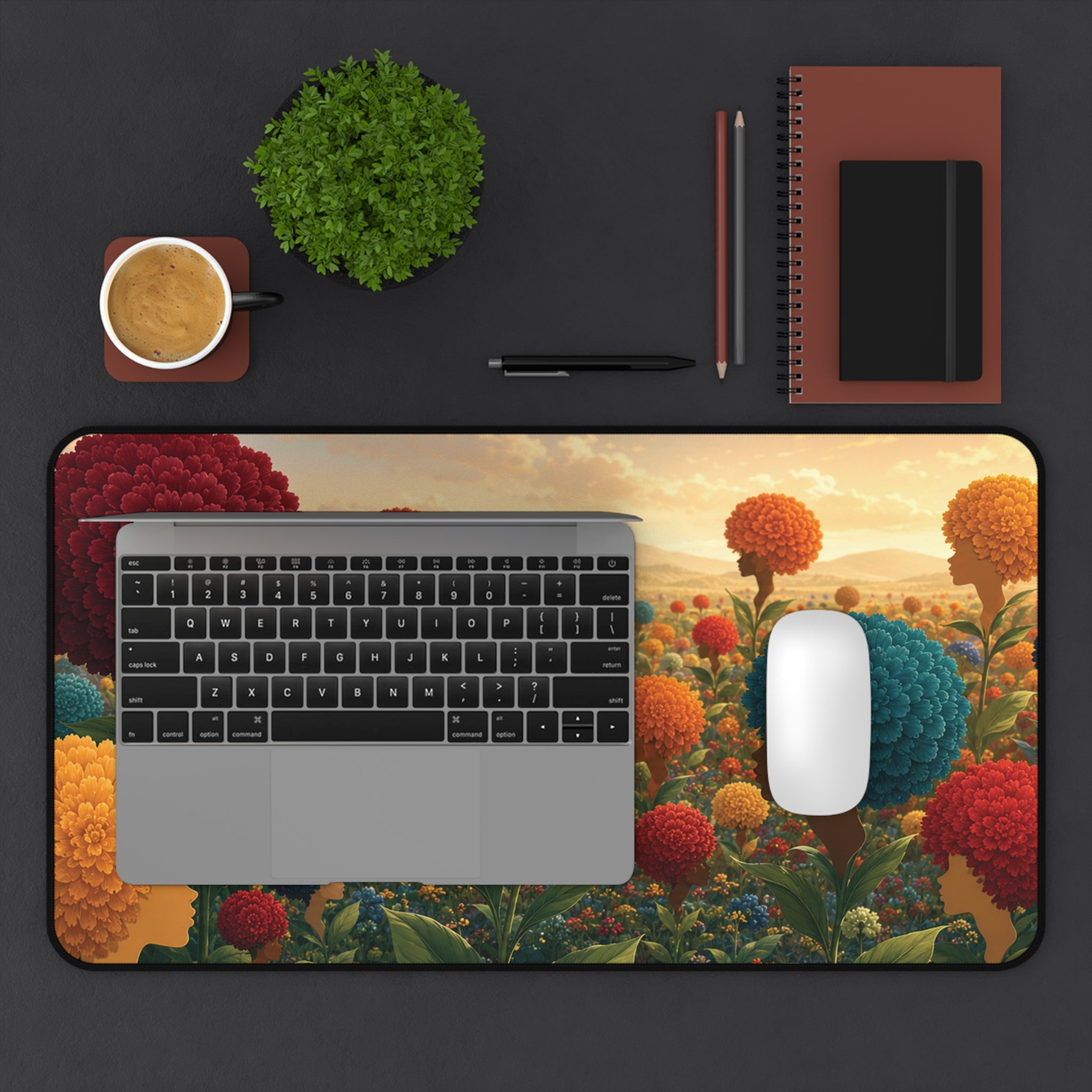 Afro Flowers Mouse and Desk Pad