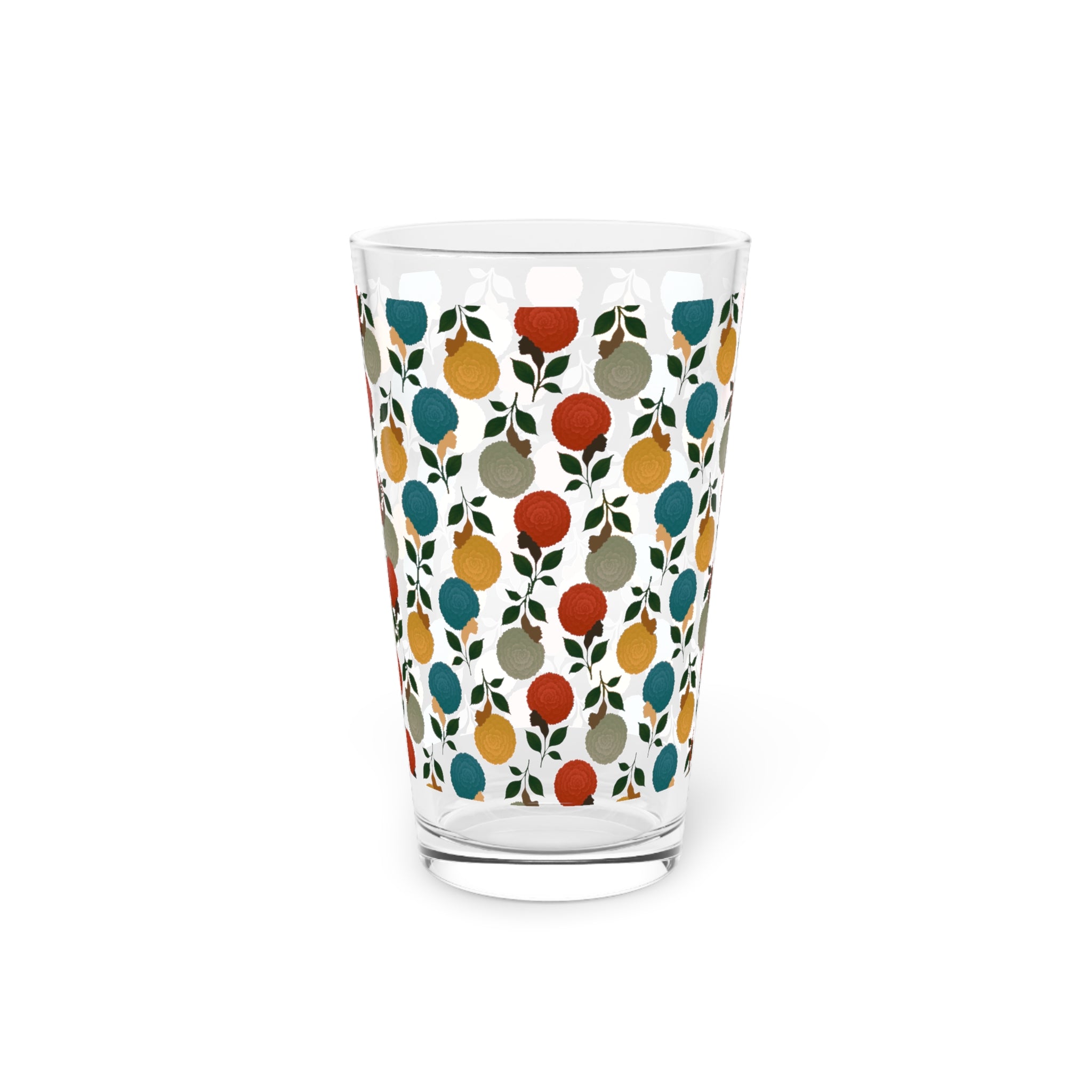 Afro Flowers Pint Glass, 16oz