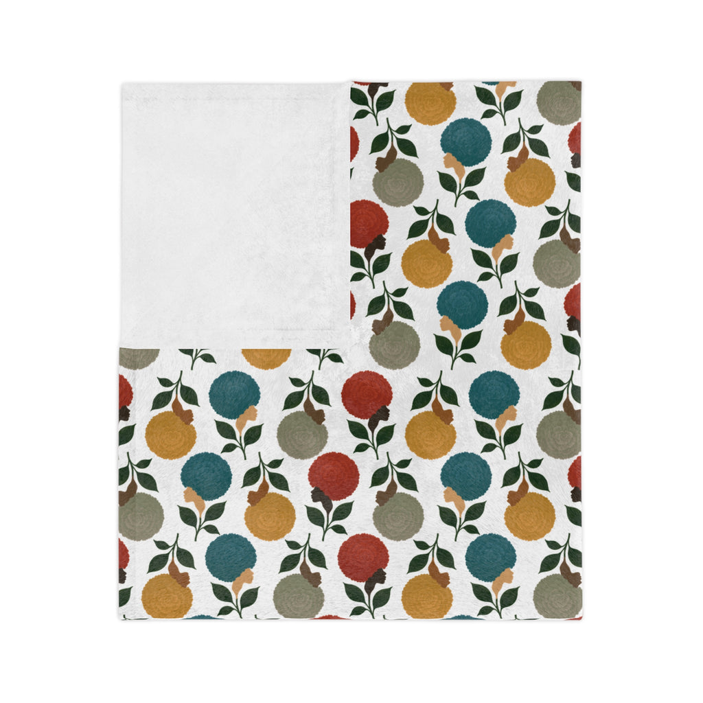 Afro Flower Velveteen Microfiber Blanket