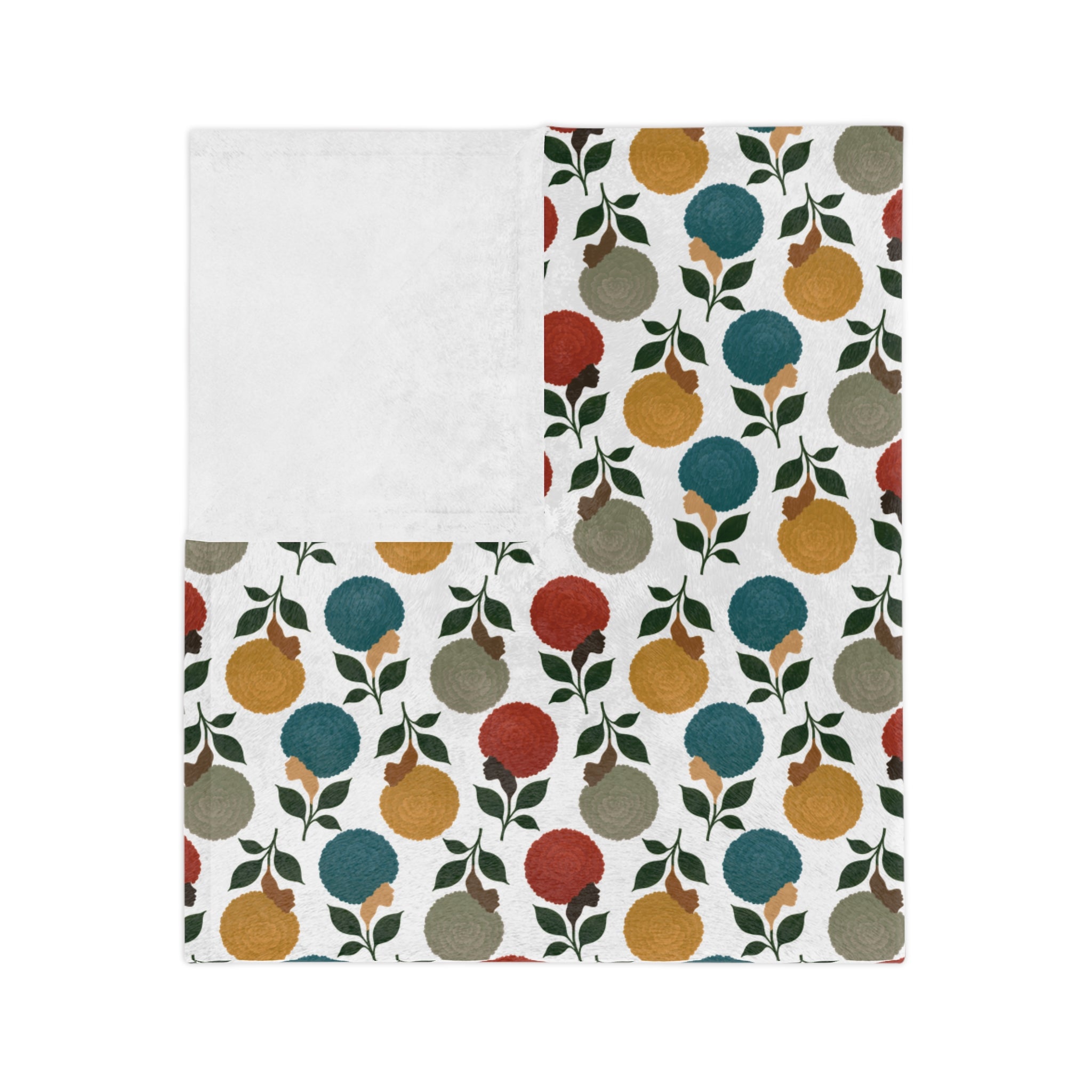 Afro Flower Velveteen Microfiber Blanket