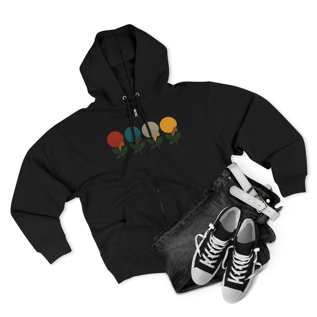 Afro Flowers Unisex Zip Hoodie