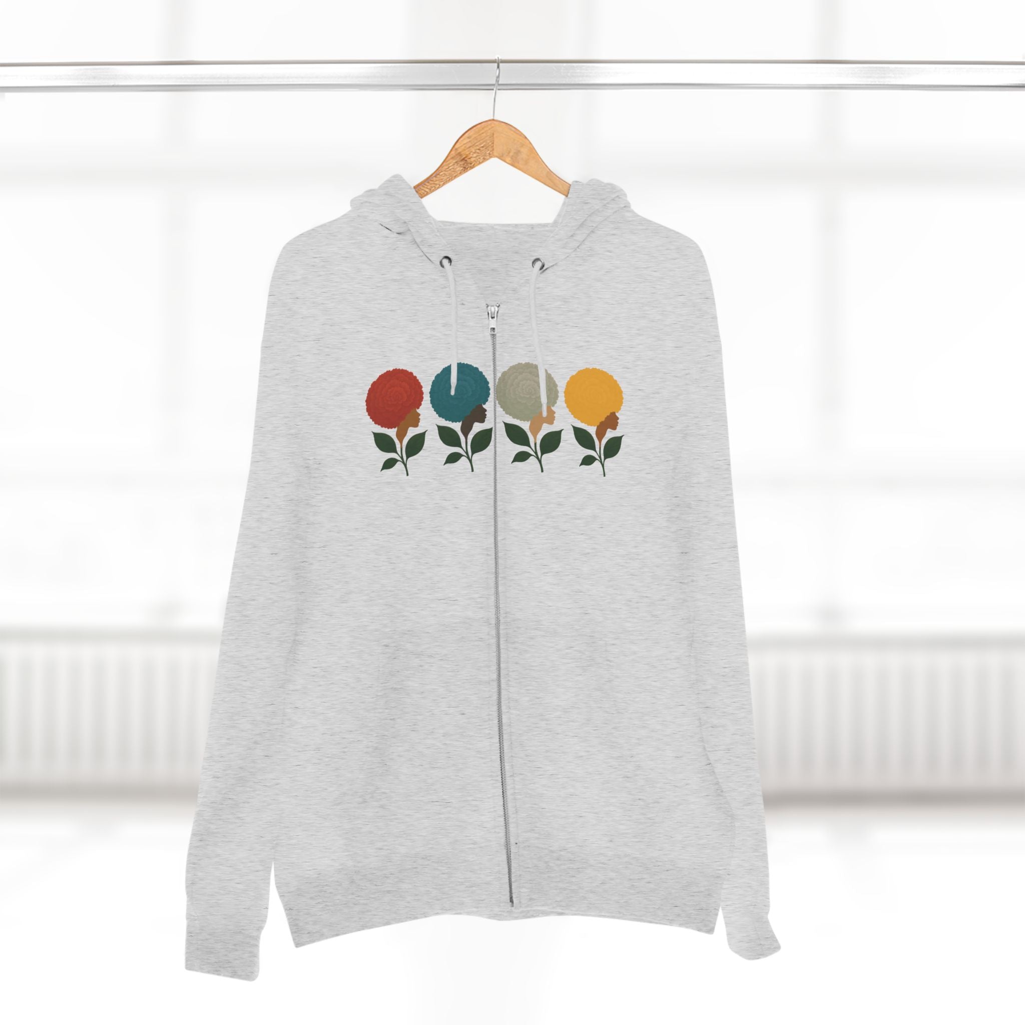 Afro Flowers Unisex Zip Hoodie