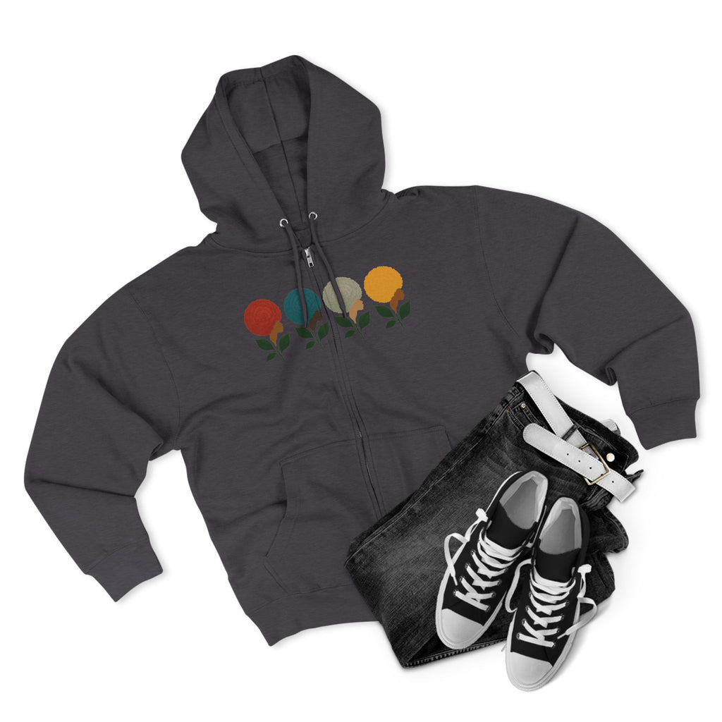 Afro Flowers Unisex Zip Hoodie