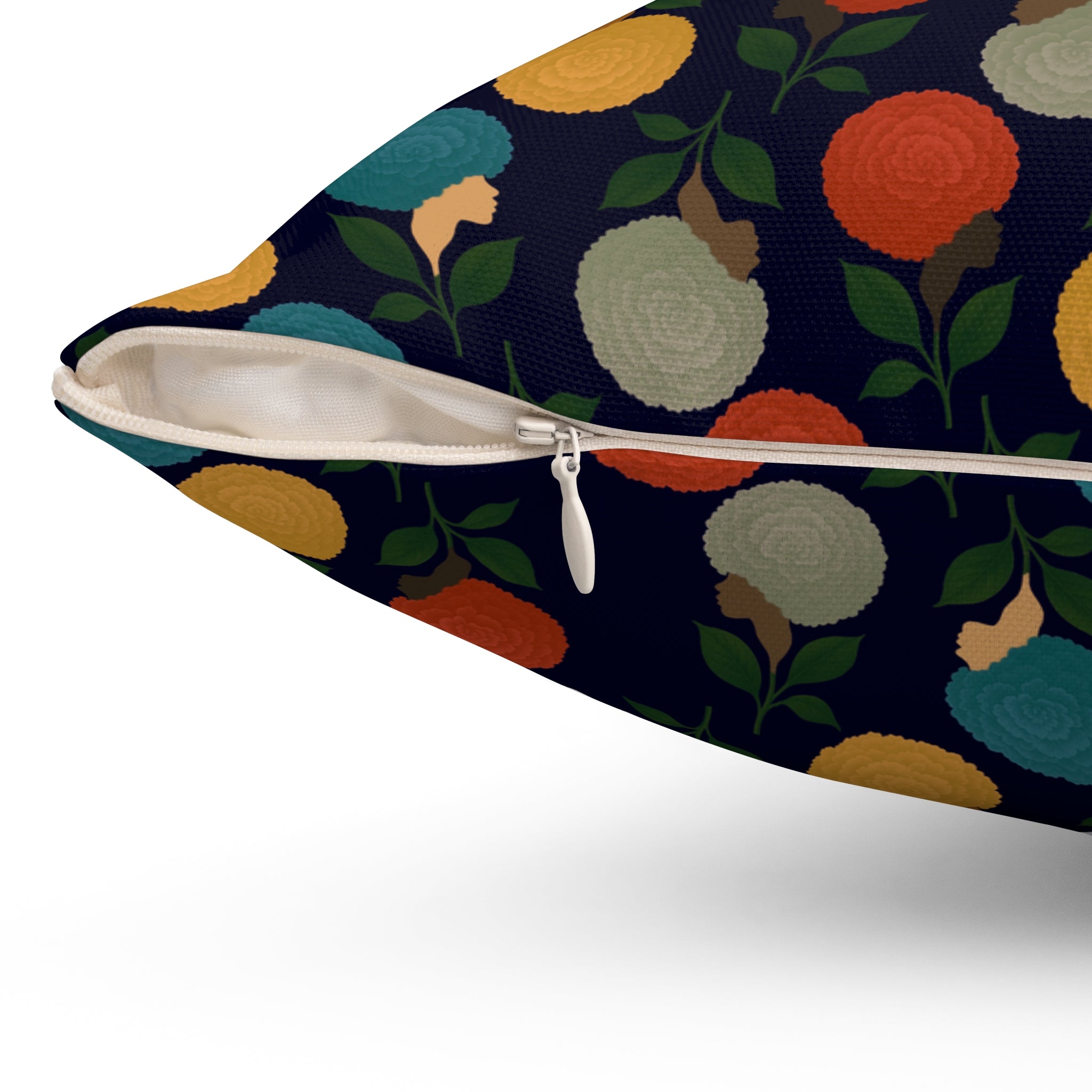 Afro Flowers Spun Polyester Square Pillow