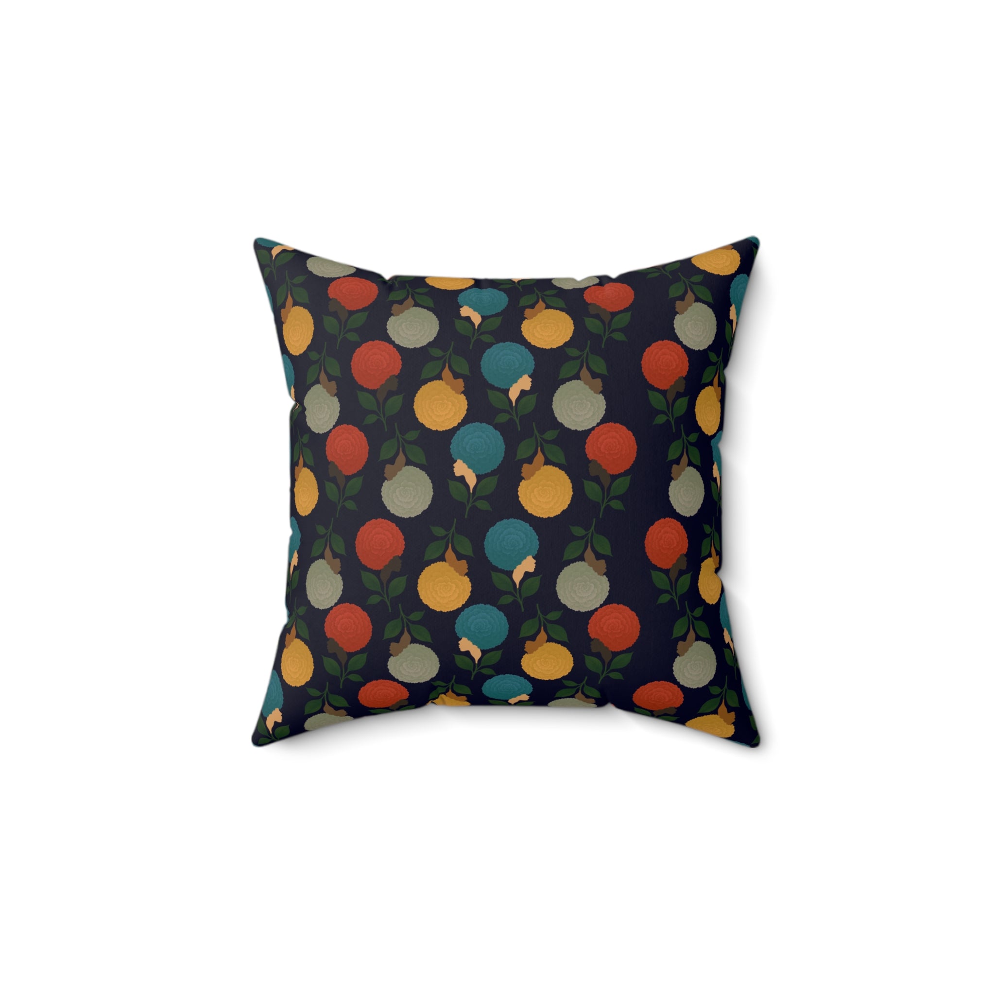 Afro Flowers Spun Polyester Square Pillow