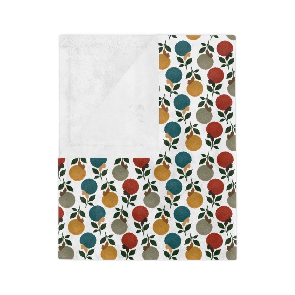 Afro Flower Velveteen Microfiber Blanket