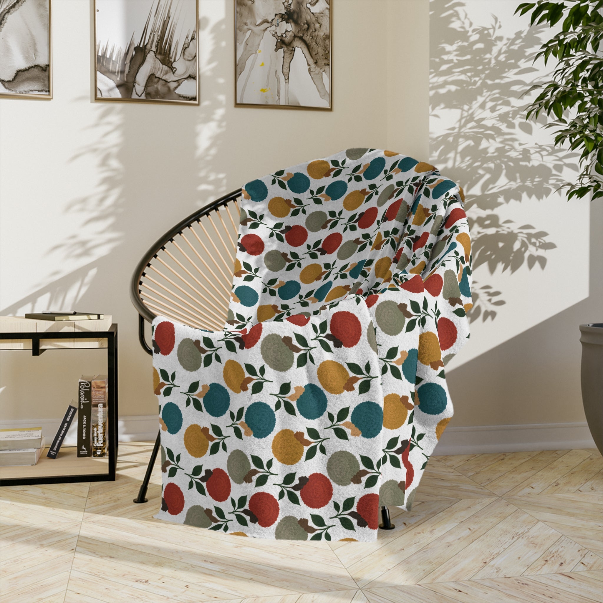 Afro Flower Velveteen Microfiber Blanket