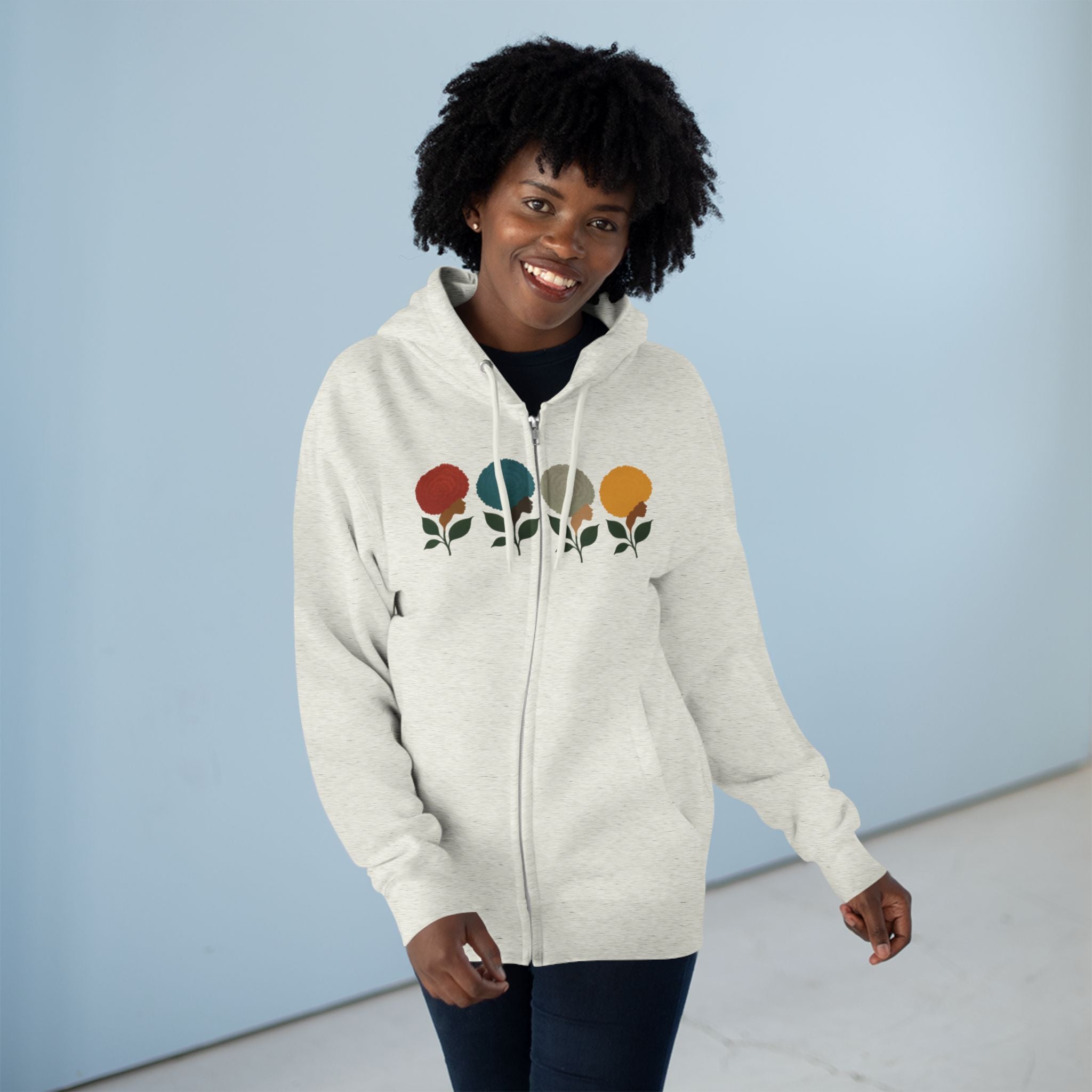 Afro Flowers Unisex Zip Hoodie