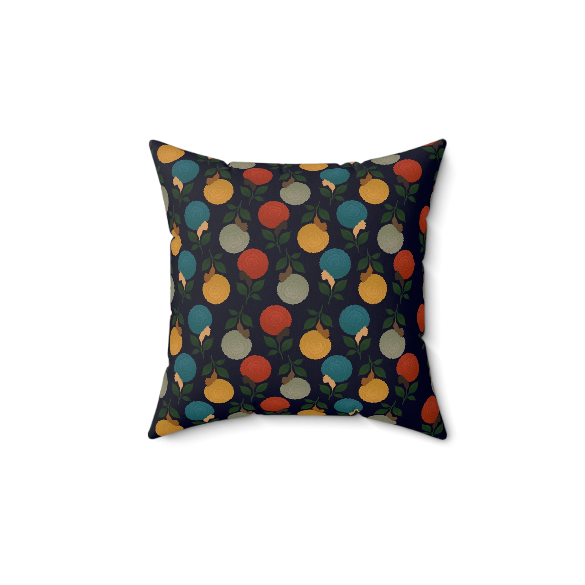 Afro Flowers Spun Polyester Square Pillow