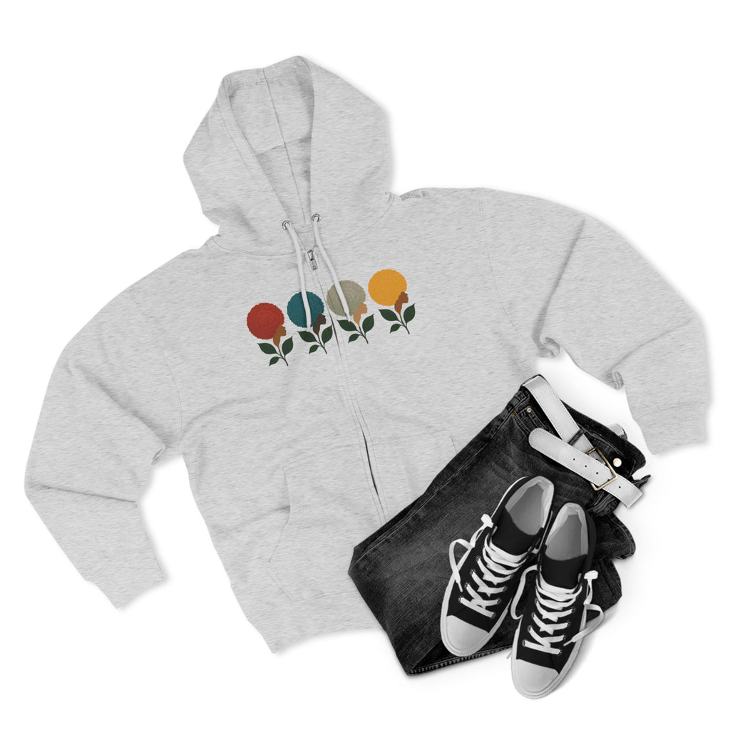 Afro Flowers Unisex Zip Hoodie