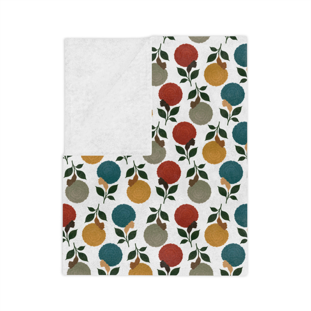 Afro Flower Velveteen Microfiber Blanket