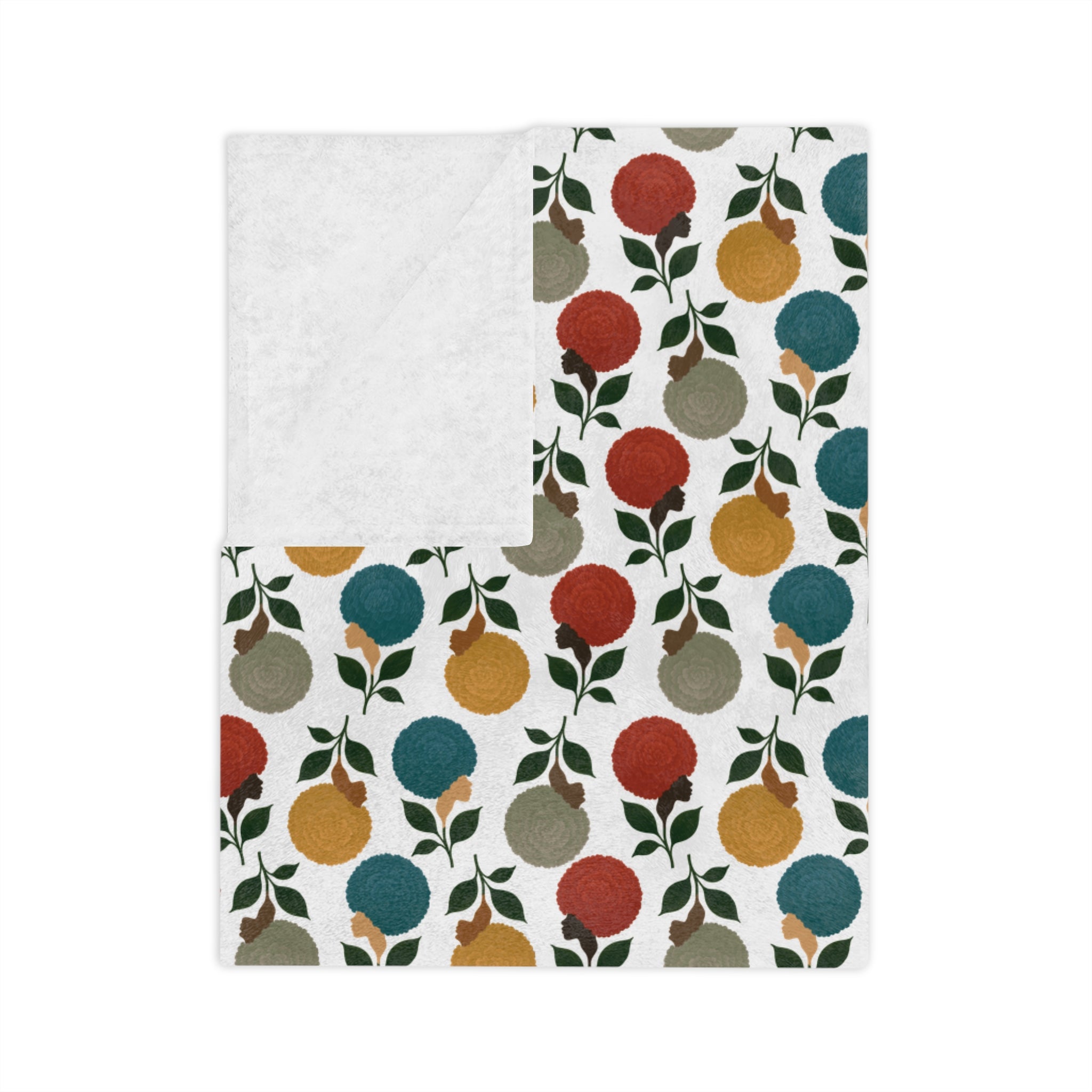 Afro Flower Velveteen Microfiber Blanket