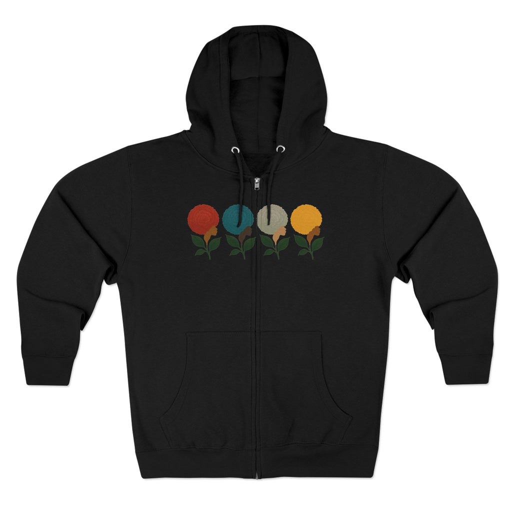 Afro Flowers Unisex Zip Hoodie