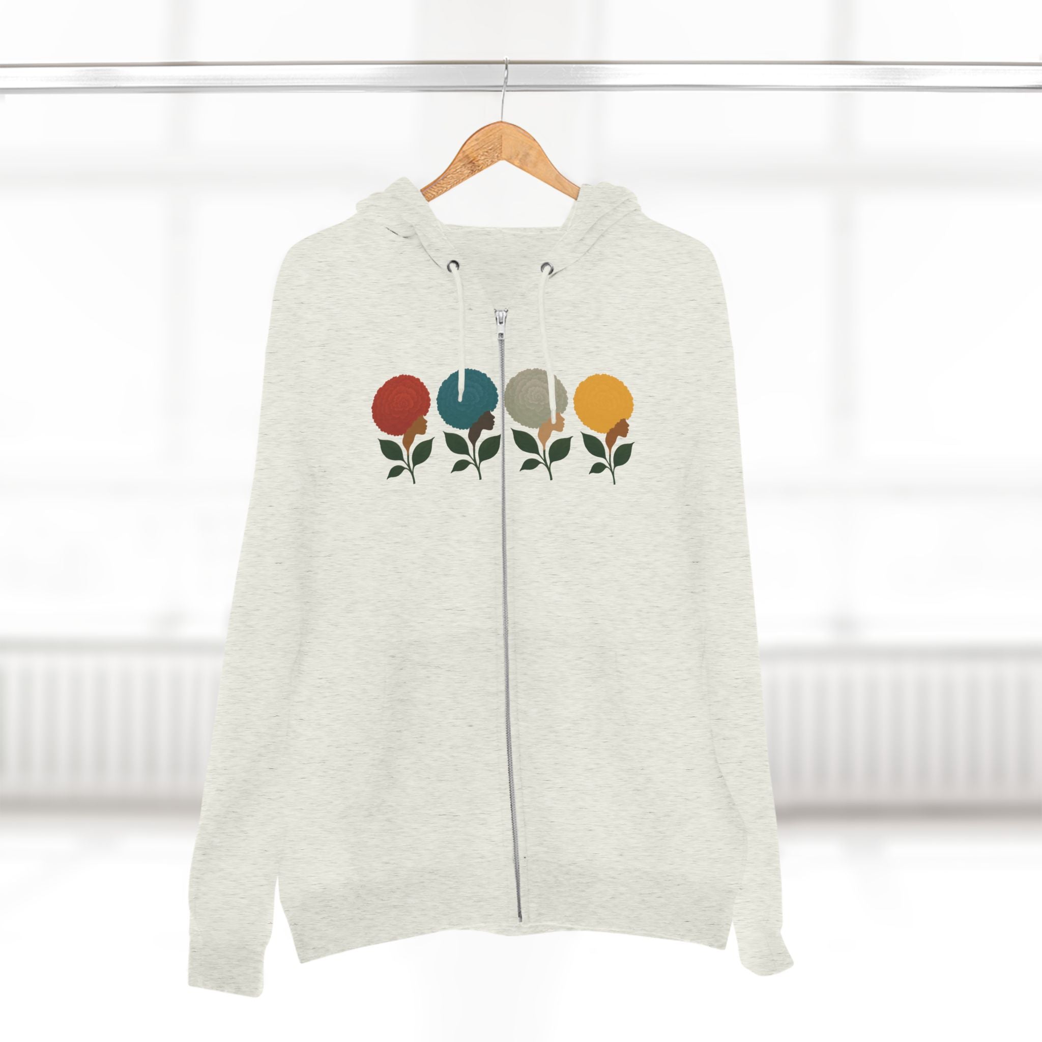 Afro Flowers Unisex Zip Hoodie